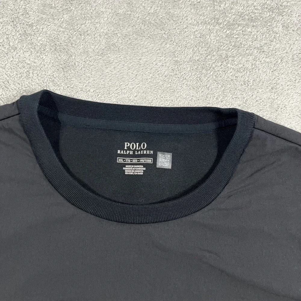 Polo Ralph Lauren Sweatshirt Mens 2XL Black Water Repellent Hybrid Crew Neck